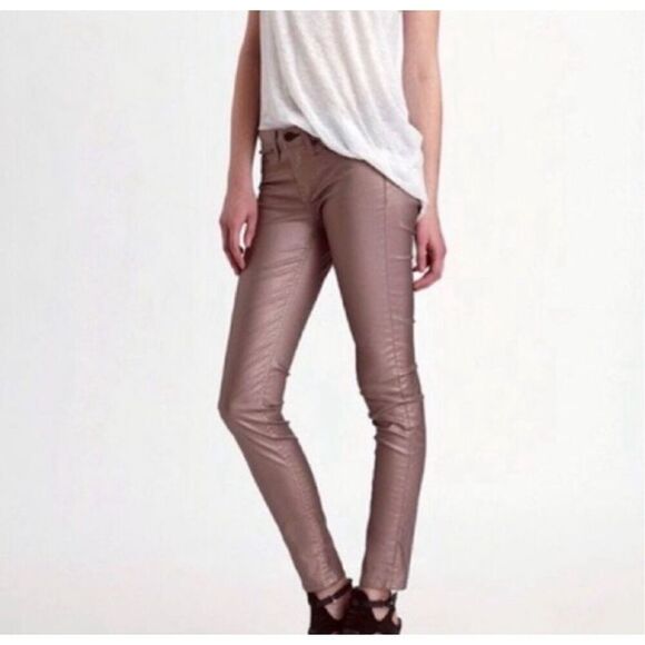 Rag & Bone rose metallic leggings skinny jeans size 27 excellent condition - Picture 1 of 8